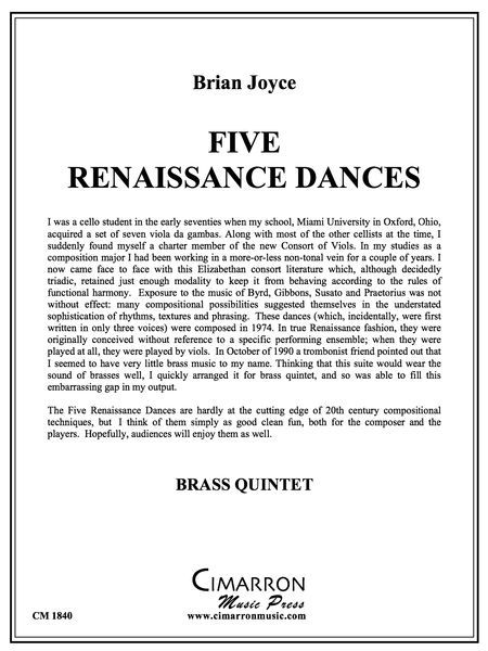 Five Renaissance Dances : For Brass Quintet.