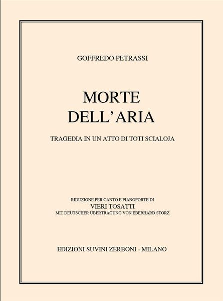 Morte Dell'aria : Tragedia In Un Atto Di Toti Scialoja.