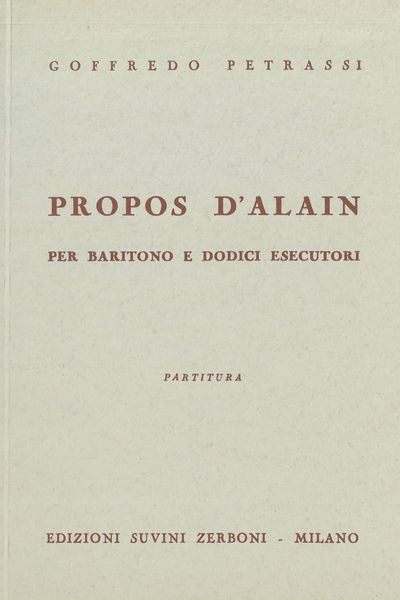 Propos d'Alain : Per Baritono E Dodici Esecutori.