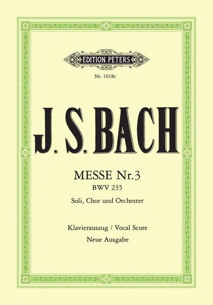 Mass No. 3 In G Minor : For Two Soli, Chorus & Keyboard.