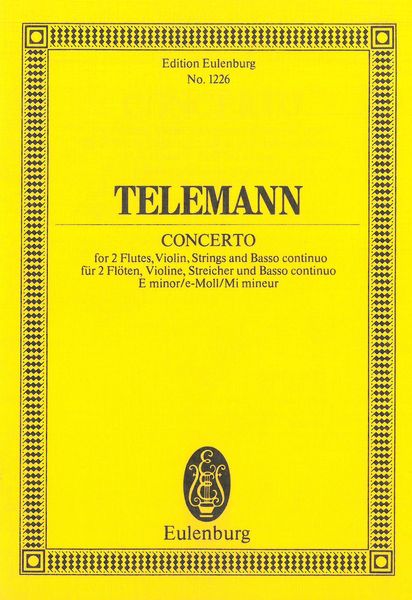 Concerto In E Minor : For 2 Flutes, Violin, Strings and Basso Continuo.