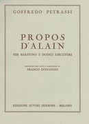 Propos D’Alain (1960) : Per Baritono E 12 Esecutori - Riduzione Per Canto E Pianoforte.
