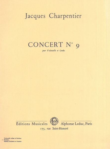 Concert No. 9 : Pour Violoncelle Et Cordes.