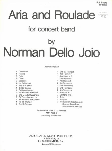 Aria & Roulade : For Concert Band.