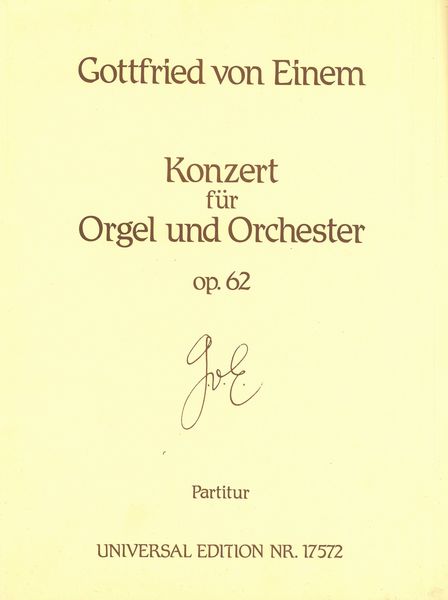 Organ Concerto, Op. 62 = Konzert : Für Orgel und Orchester.