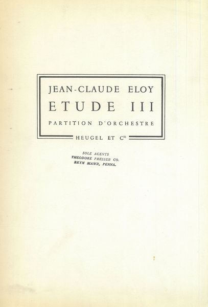 Etude III : Pour Orchestre.