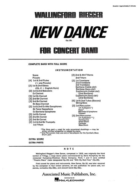 New Dance, Op. 18c : For Concert Band.