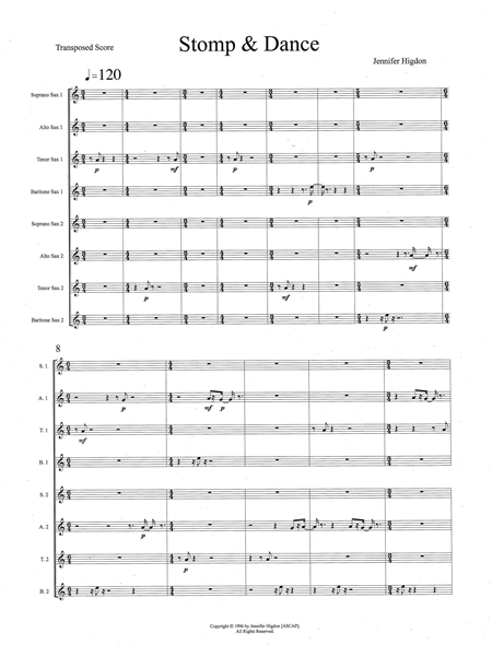 Stomp and Dance : For Double Saxophone Quartet.