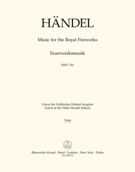 Music For The Royal Fireworks, HWV 351 / edited by Christopher Hogwood.
