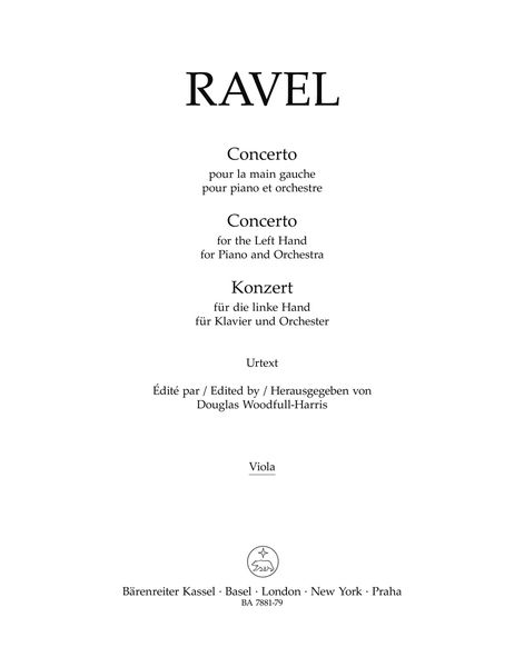 Concerto Pour la Main Gauche : Pour Piano Et Orchestre.