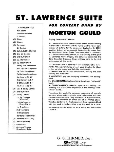 St. Lawrence Suite For Concert Band.