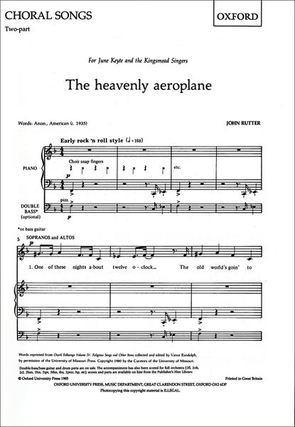 The Heavenly Aeroplane : For Sa Or SATB and Small Ensemble Or Orchestra.