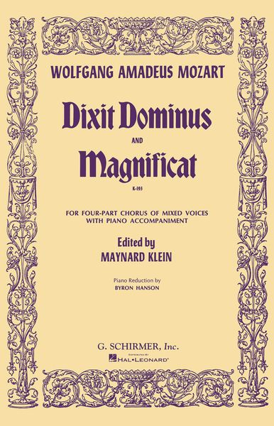 Dixit Dominus and Magnificat, K. 193 : For SATB / arr. M. Klein.