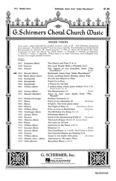 Hallelujah, Amen (From Judas Maccabeus) : For SATB / arr. Carl Deis.