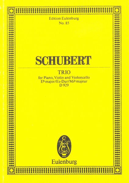 Trio In E Flat Major, D. 929 : For Violin, Cello and Piano.