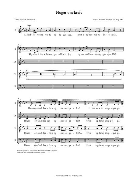 Noget Om Kraft : For SATB A Cappella.