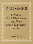 Pieces (13) For 2 Clarinets & Viola, Or 3 Clarinets, Op. 47 / Ed. by Dieter Kuehr.