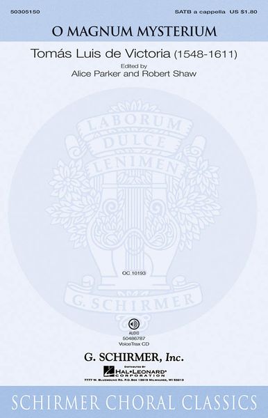O Magnum Mysterium : For SATB A Cappella / arr. Alice Parker, Robert Shaw.
