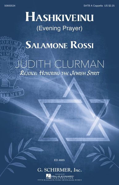 Hashkiveinu (Evening Prayer) : For SATTB A Cappella / Ed. Judith Clurman.