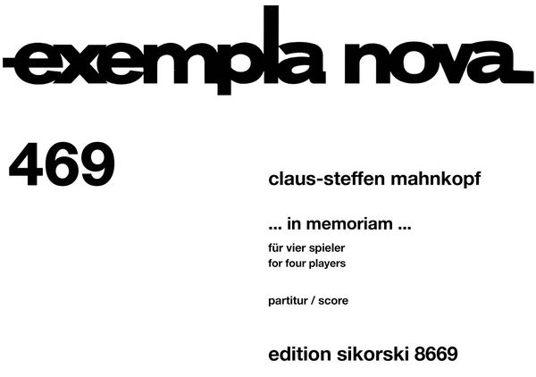 In Memoriam... : For Four Players (2009).