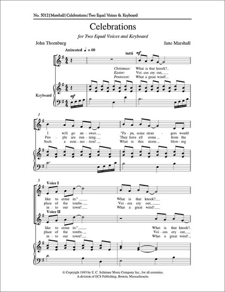 Celebrations : For Two-Part Treble Voices and Organ Or Piano.