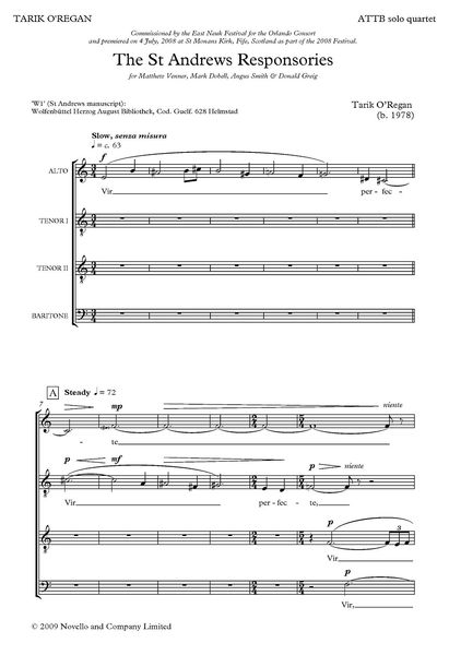 St. Andrews Responsories : For ATTB Solo Quartet.