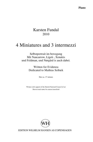 4 Miniatures and 3 Intermezzi : For 2 Percussionists and Piano (2010).