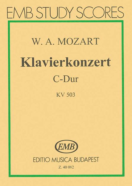 Concerto In C Major, K. 503 : For Piano & Orchestra / edited by Gabor Darvas.