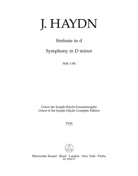 Symphony In D Minor, Hob. I:80 / edited by Sonja Gerlach and Sterling Murray.