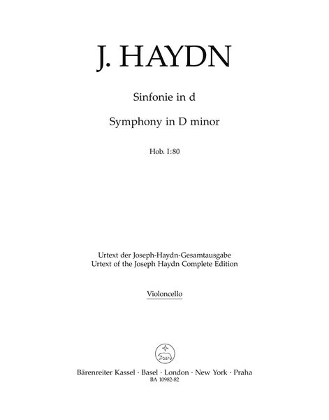 Symphony In D Minor, Hob. I:80 / edited by Sonja Gerlach and Sterling Murray.
