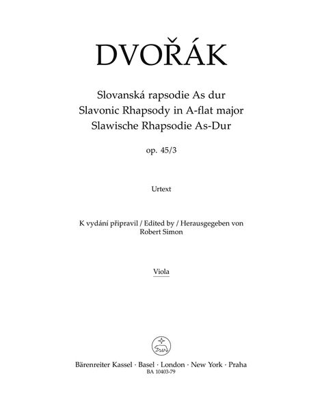 Slavonic Rhapsody In A Flat Major, Op. 45/3.