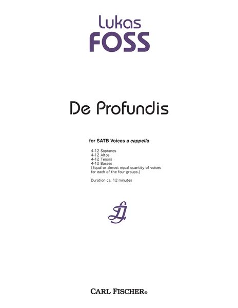 De Profundis : For SATB Voices A Cappella (1983).