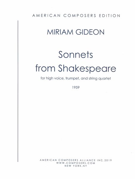 Sonnets From Shakespeare : For High Voice, Trumpet and String Quartet (1959).
