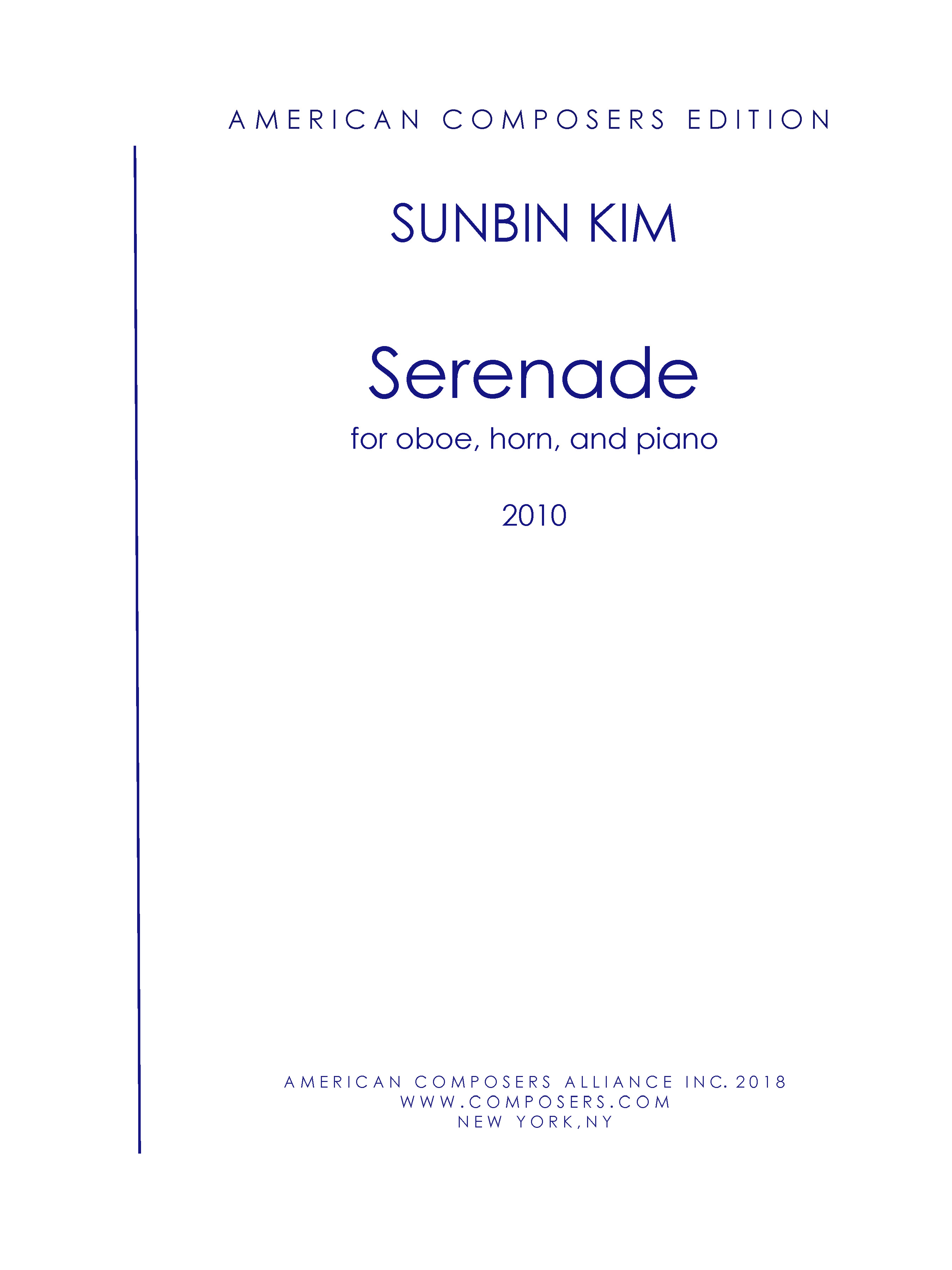 Serenade : For Oboe, Horn and Piano (2010).