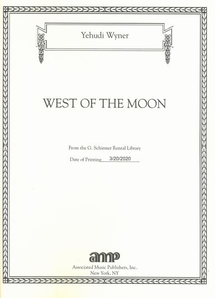 West of The Moon : For Flute, Oboe, Mandolin, Guitar, Violin and Cello (2013).