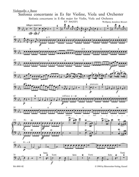 Sinfonia Concertante In Eb Major, K. 364 (320d) : For Violin, Viola & Orchestra / Ed. Mahling.