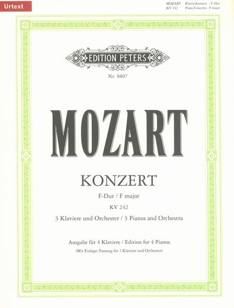 Concerto For Three Pianos & Orchestra In F Major, No. 7, K. 242 - reduction For Four Pianos.