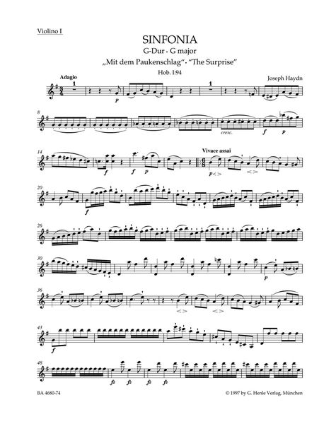 Symphony In G Major (Surprise), Hob. I:94 / edited by Robert von Zahn.