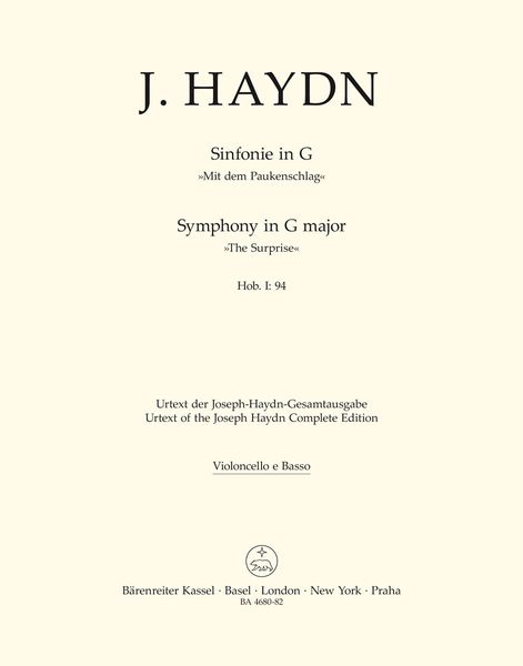 Symphony In G Major (Surprise), Hob. I:94 / edited by Robert von Zahn.
