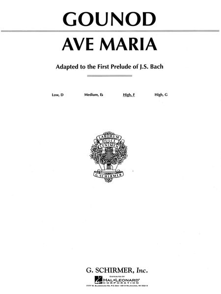 Ave Maria : For High Voice In F.