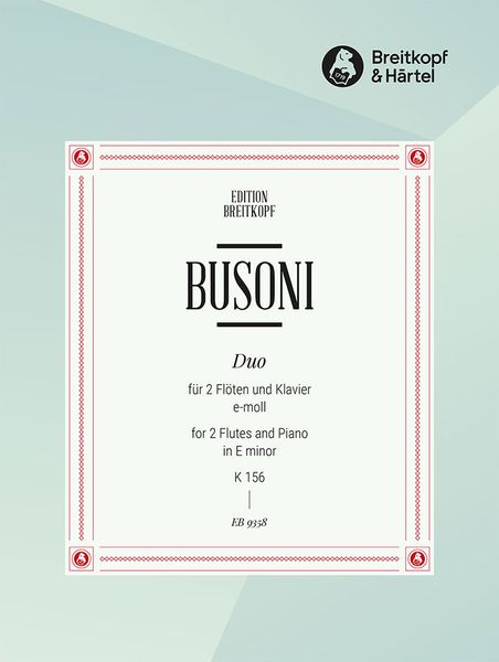Duo In E Minor, K. 156 : For Two Flutes and Piano / edited by Jutta Theurich.