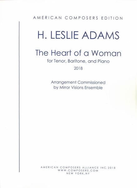 Heart of A Woman : For Tenor, Baritone and Piano (2018).