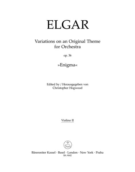 Variations On An Original Theme, Op. 36 : For Orchestra (Enigma) / edited by Christopher Hogwood.