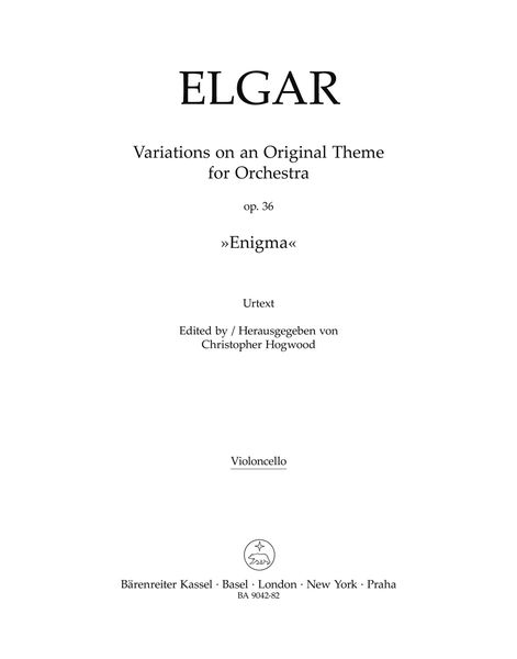 Variations On An Original Theme, Op. 36 : For Orchestra (Enigma) / edited by Christopher Hogwood.