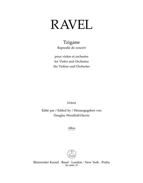 Tzigane - Rhapsodie De Concert : Pour Violon et Orchestre / edited by Douglas Woodfull-Harris.