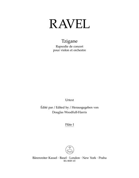 Tzigane - Rhapsodie De Concert : Pour Violon et Orchestre / edited by Douglas Woodfull-Harris.