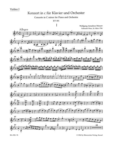Concerto No. 24 In C Minor, K. 491 : Misc. Parts.