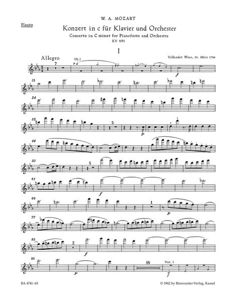 Concerto No. 24 In C Minor, K. 491 : Misc. Parts.