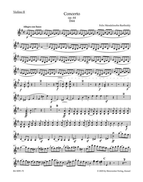 Konzert In E-Moll, Op. 64 : Für Violine und Orchester - Piano reduction.