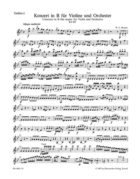 Concerto No. 1 In Bb Major, K. 207 : For Violin and Orchestra / Ed. Christoph-Helmut Mahling.